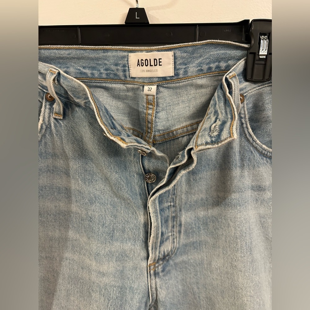 Agolde Jaime Light Wash Distressed Button Fly Jea… - image 3